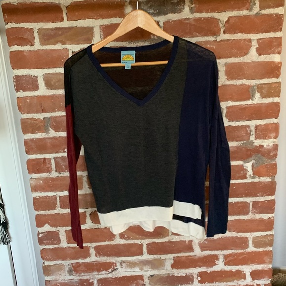 C & C California colorblock asymmetrical sweater M - Picture 2 of 8